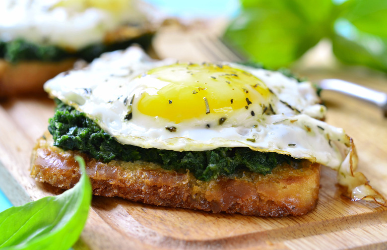 Open-Faced Scrambled Egg Sandwich With Spinach and Feta